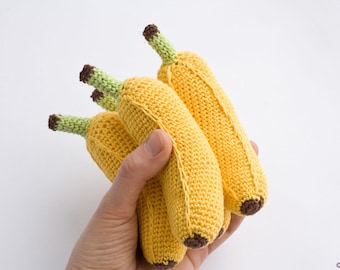 Banana Baby Rattle Toy. Crochet Banana. Crochet Food. Pretend Play. Toy Kitchen Addition. Toy Store Addition.