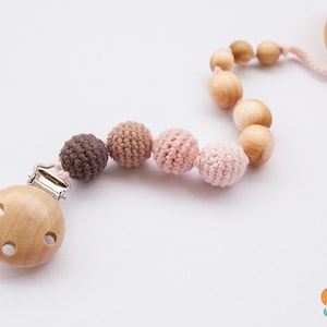 Wooden Pacifier Clip, Beaded Soothie Holder, Binky Clip, Gift For Baby Kids, Shower Gift
