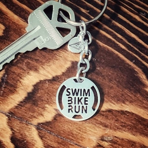 Swim Bike Run Triathlon Keychain from ATHLETE INSPIRED, Triathlete Triathlon Gifts, Iron Tri, Triathlon Inspiration 140.6, 70.3 Gifts, SBR