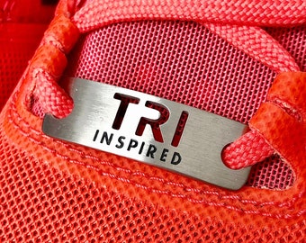 TRI Inspired Shoe Tag - Inspirational Triathlon Shoe Charm, Triathlete Motivation, Tri Partner Gift, Swim bike run, triathlon, Iron tri, Tri