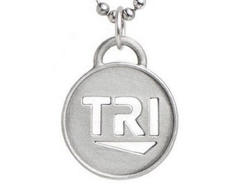 Triathlon Necklace TRI - Stainless Steel Ball Chain, ATHLETE INSPIRED, Triathlon Jewelry, Gift for Triathletes, Tri, Triathlon Inspiration