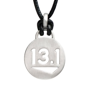 13.1 Half Marathon Necklace, Runner Necklace Athlete Inspired, Half Marathon Jewelry, Jewelry for Runners - Black Leather - Unisex