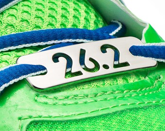 26.2 or 13.1 Running Shoe Tag, ATHLETE INSPIRED, Marathon or Half-Marathon, Run Shoe Charm, Run Jewelry, Run Gifts, Running Partner Gifts