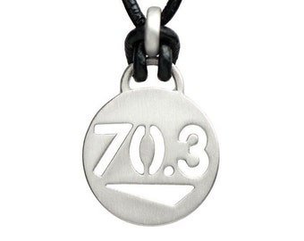 70.3 Half Iron ATHLETE INSPIRED Necklace - Black Leather, Triathlete Motivation, TRI Necklace, Gift for iron, Tri Gift, Swim bike run, sbr