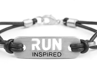 RUN Inspired Bracelet - ATHLETE INSPIRED, Avail: Black or Blue, Run Jewelry, Gifts for Runners, Running Motivation, Running Inspiration