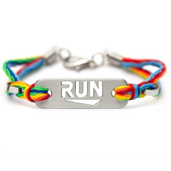RUN Pride – pulseira de corrida arco-íris, inspiração para atletas, joias de corrida, presente para corredores, motivação para corrida, inspiração para corrida, pulseira de corrida