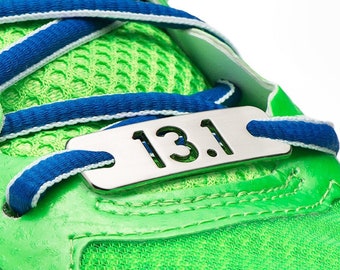 13.1 or 26.2 Running Shoe Tag ATHLETE INSPIRED, Half-Marathon or Marathon, Gift for Runners, Run Charm, Run Jewelry,  Running Partner Gifts