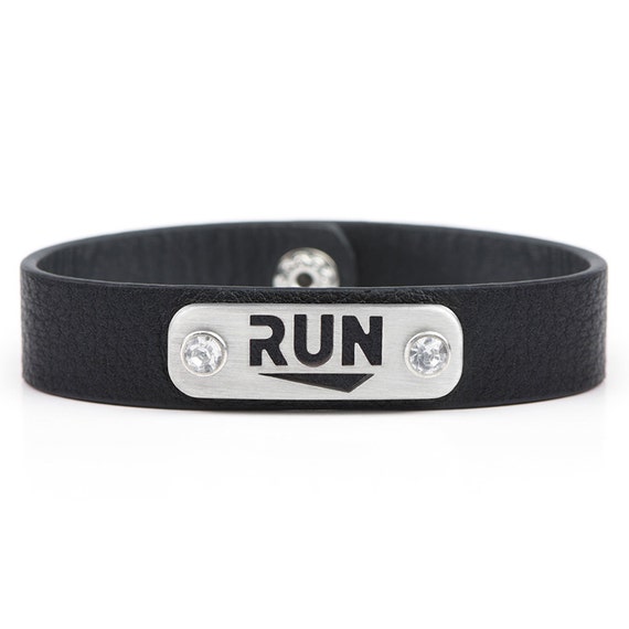 RUN Bracelet bling Leather ATHLETE INSPIRED Running Wristband W crystal Rivets Running Jewelry Run Bracelet Gifts for Runners Run Etsy Australia