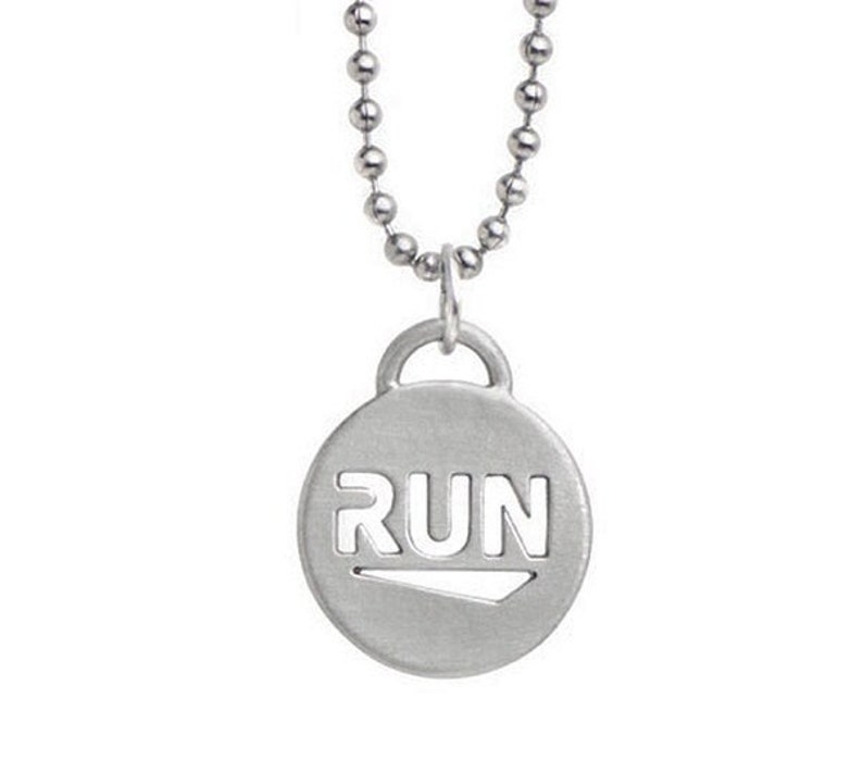 RUN Running Necklace ATHLETE INSPIRED Run Jewelry, Gifts for Runners, Jewelry for Runners Unisex Stainless Steel Ball Chain, Run inspire image 1
