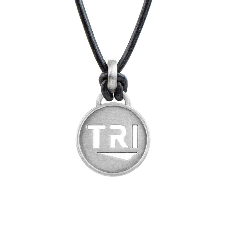 TRI Triathlon Necklace Black or Pink, ATHLETE INSPIRED Triathlon Jewelry, Gift for Triathletes, Triathlon Inspiration, Tri Jewelry image 1