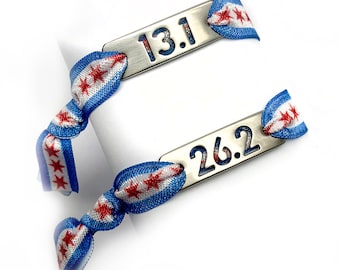 Running Chicago Flag Bracelet 13.1, 26.2, RUN Chicago adjustable stretch Chicago ATHLETE INSPIRED Chicago Marathon, Chicago Half Marathon