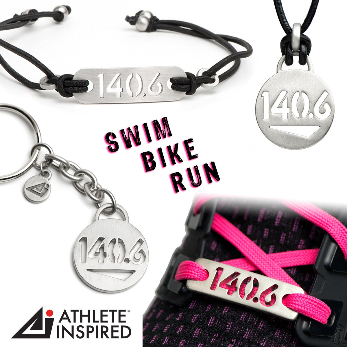 Porte-clés Triathlon HMG Design Acier Inoxydable Brossé - Pochette