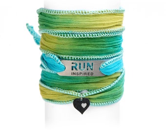 Pulsera con botones envolventes inspirados en RUN o Run with Heart, joyería para correr inspirada en atletas, regalo para corredores, motivación para correr, pulsera para correr