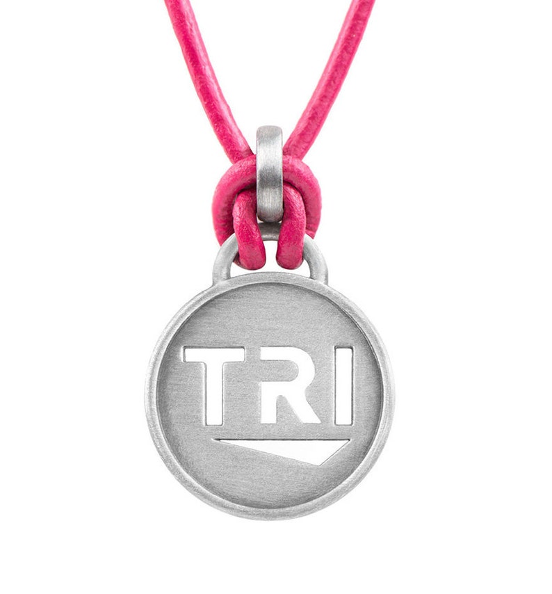TRI Triathlon Necklace Black or Pink, ATHLETE INSPIRED Triathlon Jewelry, Gift for Triathletes, Triathlon Inspiration, Tri Jewelry image 2