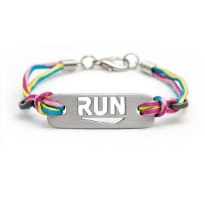 RUN - Running Bracelet: multicolor, black, & pink, ATHLETE INSPIRED, Running Jewelry, Run Bracelet, Gifts for Runners, Running Inspiration