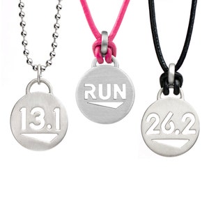 Running Necklace - RUN, 13.1 or 26.2, Black or Pink ATHLETE INSPIRED, Running Jewelry, Gifts for Runners, Running Motivation, Marathon