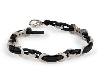 Cyclist Weaved Bracelet - Bike chain link and rubber bracelet