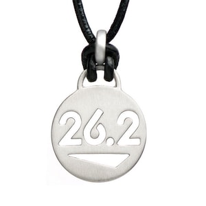 Marathon 26.2 Run Necklace - ATHLETE INSPIRED, Runner Necklace, Marathon Necklace, Marathon Jewelry, Jewelry for Runners - Black Leather