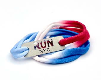 Run NYC New York City - Red/White/Blue jersey wrap bracelet from Athlete Inspired, Gift for NYC Runner, Run New York City, NYC Marathon Gift