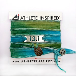 Half Marathon 13.1 Running Silk Wrap Bracelet - Run Jewelry, Running Motivation, Running Partner Gifts, Run Bracelet, Runner gift, Inspire