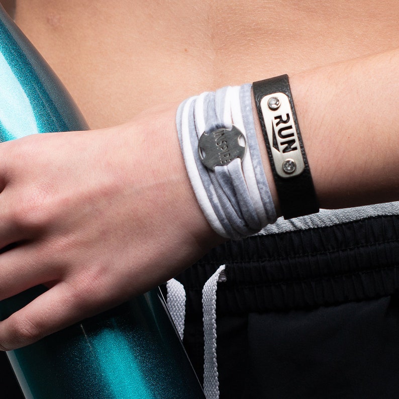 RUN Bracelet bling Leather ATHLETE INSPIRED Etsy