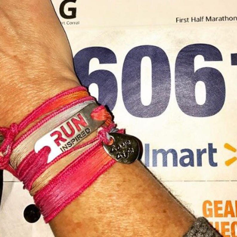 RUN Inspired Run Silk Wrap Bracelet Pink Inspirational Etsy