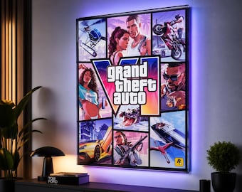 Grand Theft Auto VI Glaswandbild – 3D-Logo-Dekor