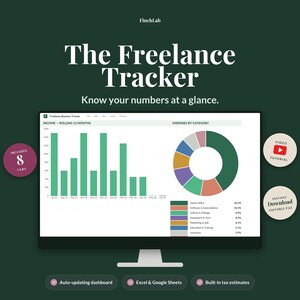 Freelance Business Tracker Spreadsheet — Income, Expense & Tax, Google Sheets + Excel + Video Tutorial