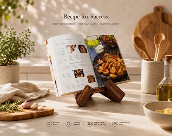 Supporto per libri in legno / Porta libri di cucina / Cavalletto decorativo per la lettura