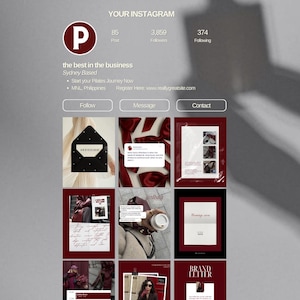 Burgundy Instagram Templates | Trendy UGC Content Creator Coach SMM bundle | Viral Posts Editorial feed
