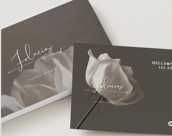 Floral Business Card Canva Template | Editable Florist Calling Card | Luxury Botanical Branding | Double Sided Printable with QR Option