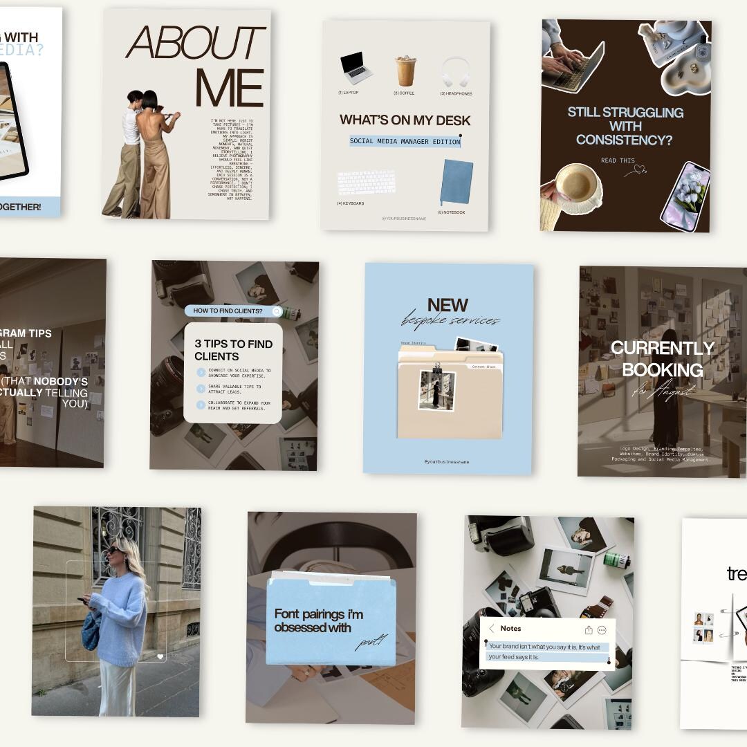 Blue Instagram Templates for Social Media Managers Editable Canva ...