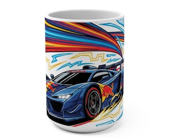 Caneca Dinâmica Retrô Anime de Carro de Corrida, Caneca de Café com Arte de Hipercarro em Alta Velocidade, Presente para Fã de Automobilismo de Resistência 443ml