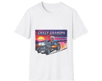 Camiseta Trator do Vovô Maluco | Presente Divertido para Avôs Fazendeiros | Camiseta Retrô Anos 80 com Trator Veloz | Presente de Dia dos Pais ou Aniversário
