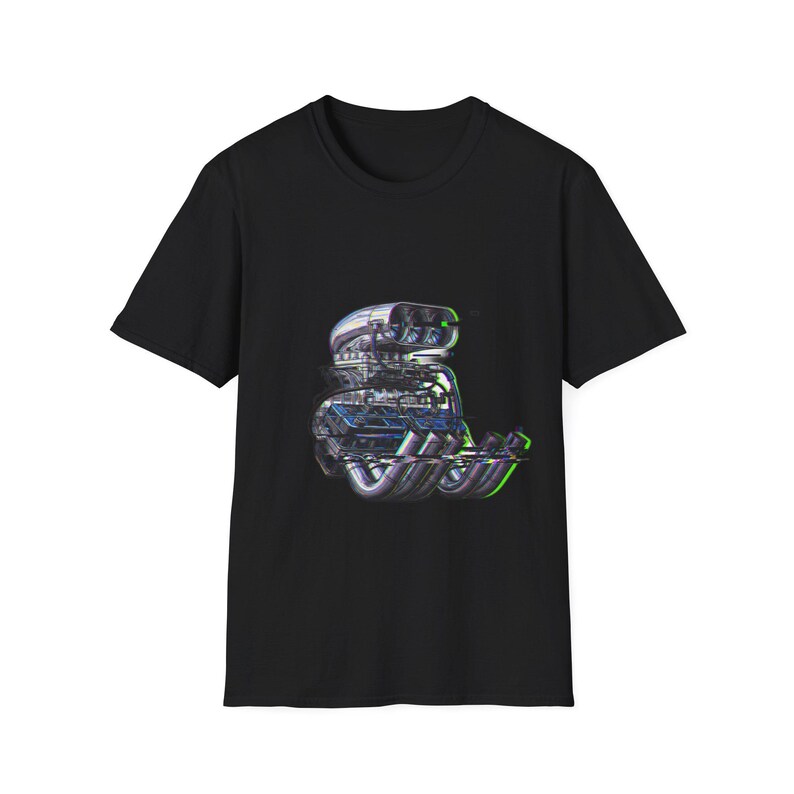Camiseta NHRA Top Fuel Drag Racing Supercharger & Headers | Glitch Art VHS Aesthetic Raw Power Motorsport imagem 2