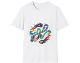 Camiseta Mugello Arrabbiata Speed Vortex - Diseño vibrante de circuito de carreras estilo caricatura - Regalo para fanáticos del automovilismo de ciencia ficción
