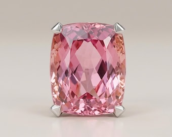 Huge Pink Cushion Cut CZ Stone Cocktail Ring, Large Gemstone Party Wear Ring For Women, 925 Silver Wedding Engagement Ring, Anniversary Gift