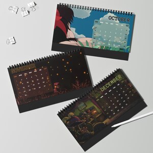 Calendario de escritorio con paisajes de anime 2026, organizador mensual de Totoro, regalo personalizado con estética japonesa del estudio Ghibli, regalos de Navidad y Año Nuevo. imagen 9