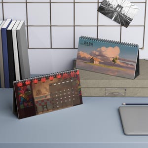Calendario de escritorio con paisajes de anime 2026, organizador mensual de Totoro, regalo personalizado con estética japonesa del estudio Ghibli, regalos de Navidad y Año Nuevo. imagen 1