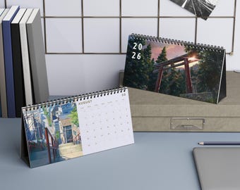 Calendario de escritorio con estética anime 2026, calendario japonés Your Name Studio Ghibli Art Calendar, planificador mensual adorable, decoración kawaii para escritorio, regalo para la vuelta al cole