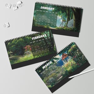 Anime Scenery Desk Calendar 2026, Spirited Away, Totoro Monthly Organizer, Japanese Ghibli Aesthetic Personalize Gift for New Year Christmas image 6