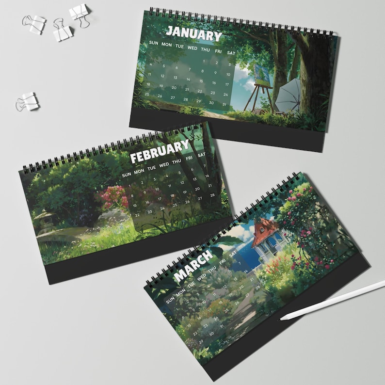 Anime Scenery Desk Calendar 2026, Spirited Away, Totoro Monthly Organizer, Japanese Ghibli Aesthetic Personalize Gift for New Year Christmas image 6