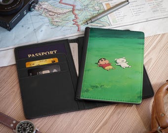 Shinchan Cartoon Passport Cover, Cute Anime Shinnosuke Wallet, Japan Inspired RFID Passport Holder, Gift Travelers Fans Christmas 2027
