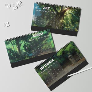 Anime Scenery Desk Calendar 2026, Spirited Away, Totoro Monthly Organizer, Japanese Ghibli Aesthetic Personalize Gift for New Year Christmas image 8