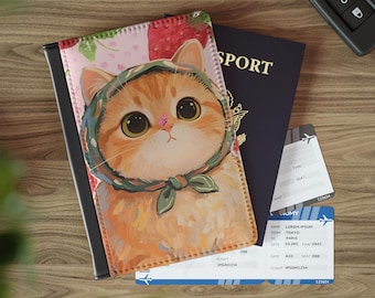 Cute Cat Passport Cover 2026, Strawberry Kitten Travel Wallet, Kawaii Cat Passport Holder, Aesthetic Animal Travel Gift, RFID Passport Case