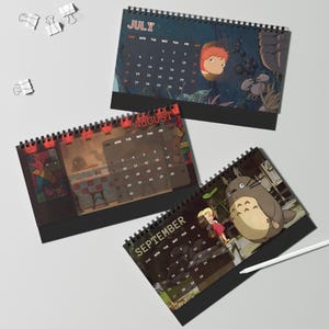 Calendario de escritorio con paisajes de anime 2026, organizador mensual de Totoro, regalo personalizado con estética japonesa del estudio Ghibli, regalos de Navidad y Año Nuevo. imagen 8
