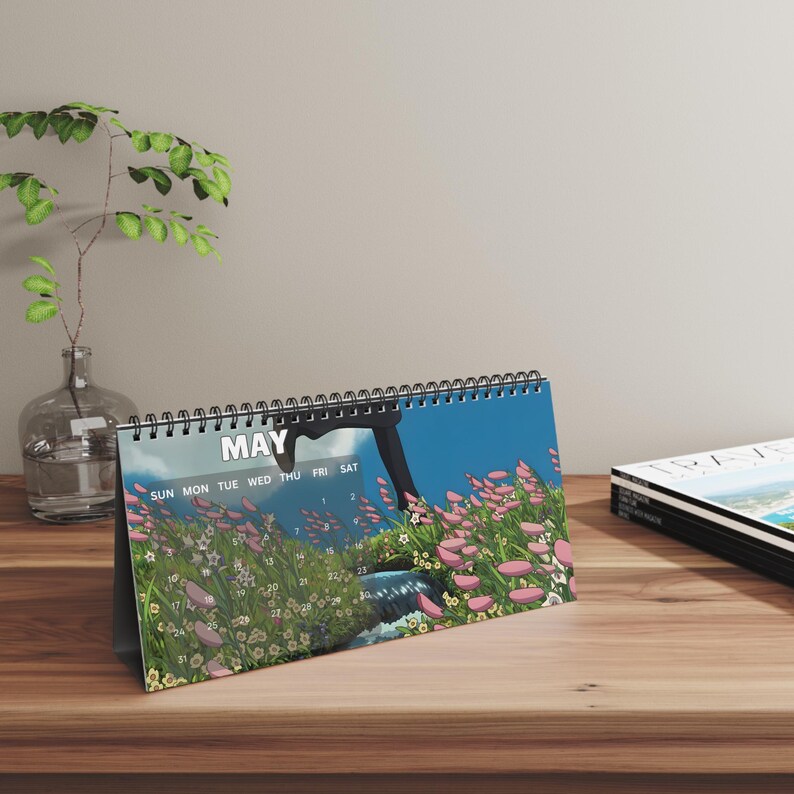 Anime Scenery Desk Calendar 2026, Spirited Away, Totoro Monthly Organizer, Japanese Ghibli Aesthetic Personalize Gift for New Year Christmas image 5