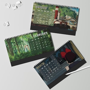 Calendario de escritorio con paisajes de anime 2026, organizador mensual de Totoro, regalo personalizado con estética japonesa del estudio Ghibli, regalos de Navidad y Año Nuevo. imagen 6