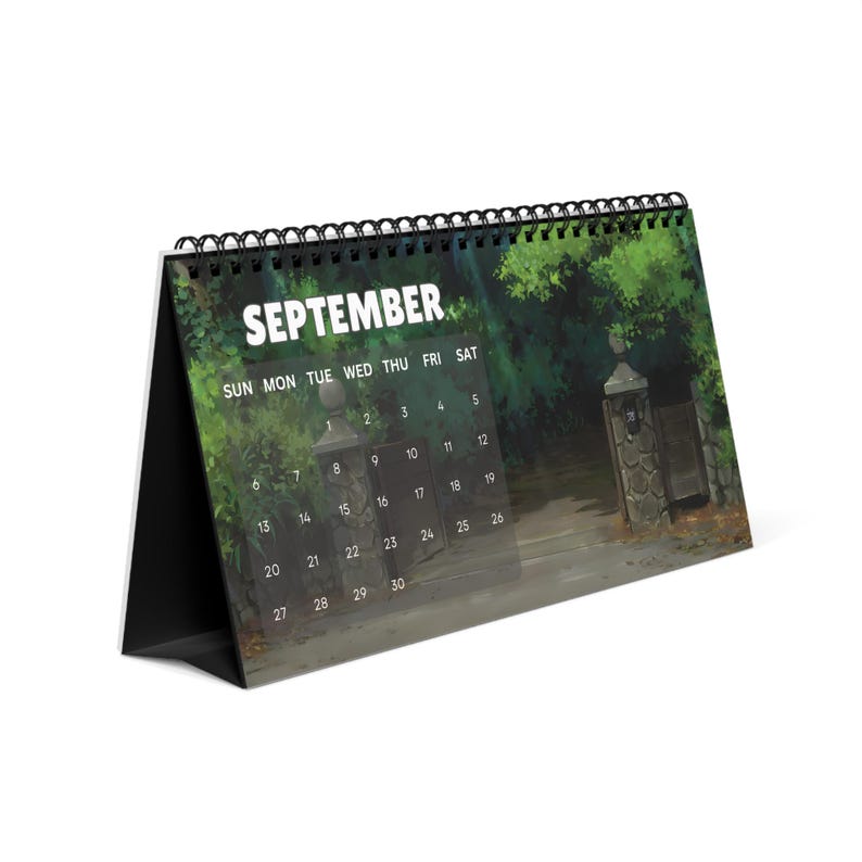 Anime Scenery Desk Calendar 2026, Spirited Away, Totoro Monthly Organizer, Japanese Ghibli Aesthetic Personalize Gift for New Year Christmas image 4