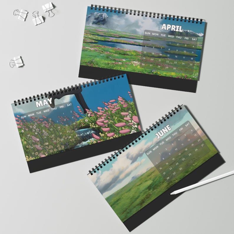Anime Scenery Desk Calendar 2026, Spirited Away, Totoro Monthly Organizer, Japanese Ghibli Aesthetic Personalize Gift for New Year Christmas image 7